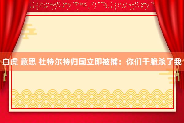 白虎 意思 杜特尔特归国立即被捕：你们干脆杀了我